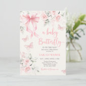 Invitation Baby Shower Fille Papillon (Debout devant)