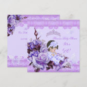 Invitation Baby shower Fille papillon Lilac Brown Haired Baby (Devant / Derrière)
