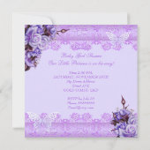 Invitation Baby shower Fille papillon Lilac Brown Haired Baby (Dos)