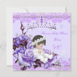 Invitation Baby shower fille papillon Lilac Lavender Rose