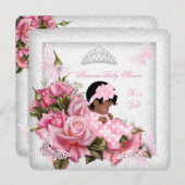 Invitation Baby shower fille papillon rose rose bébé AA (Devant / Derrière)