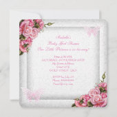 Invitation Baby shower fille papillon rose rose bébé AA (Dos)