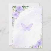 Invitation Baby Shower Fille Papillon Violet & Or (Dos)