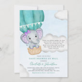 Invitation Baby shower Fille Par Mail Purple Elephant (Devant)