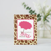 Invitation Baby shower fille - Parapluie rose et Girafe Impri (Debout devant)