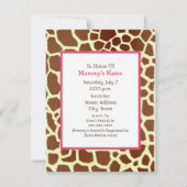 Invitation Baby shower fille - Parapluie rose et Girafe Impri (Dos)
