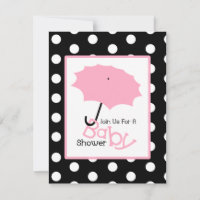 Baby shower fille - Parapluie rose et Pois