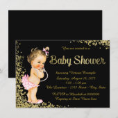Invitation Baby shower fille Parties scintillant Gold Foil (Devant / Derrière)