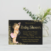 Invitation Baby shower fille Parties scintillant Gold Foil (Debout devant)