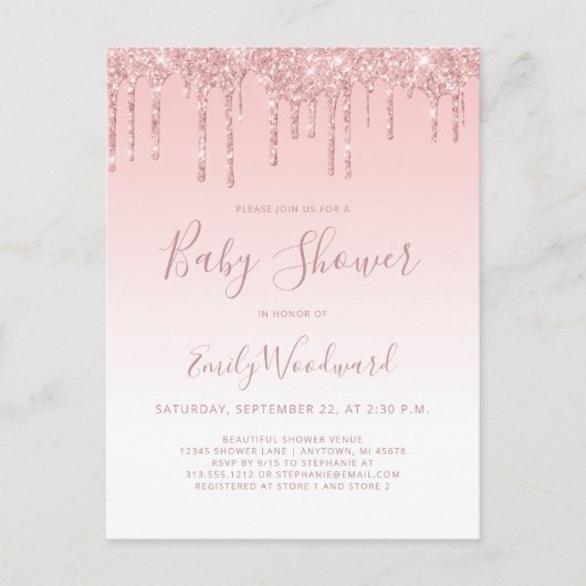 Invitation Baby shower fille Parties scintillant r (Devant)