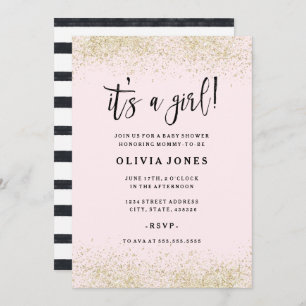 Invitation Baby shower fille Parties scintillant r