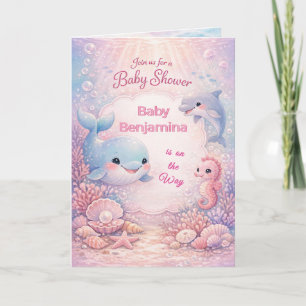 Invitation Baby Shower Fille Pastel sous l'Océan Rose Océaniq