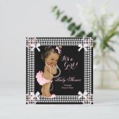 Invitation Baby shower fille perles roses Black Ethnic (Debout devant)