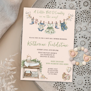 Invitation Baby Shower Fille Petite Campagne Lessive