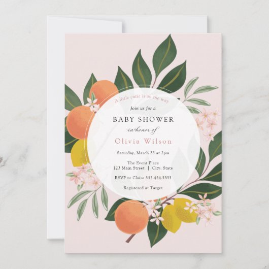 Invitation Baby shower fille petite Cutie (Devant)