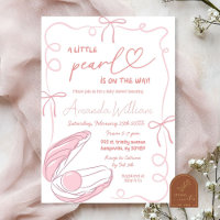 Baby Shower Fille Petite Perle Océan Ruban Rose