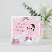 Invitation Baby shower Fille Pink Baby Teacup Cupcake 34 (Debout devant)