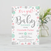 Invitation Baby shower Fille - Pots d'argent de Monnaie Rose (Debout devant)