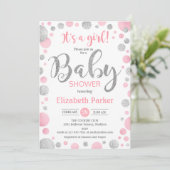 Invitation Baby shower fille - Pots en argent rose (Debout devant)