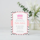Invitation Baby shower Fille - Princesse Bébée à couronne ros (Debout devant)