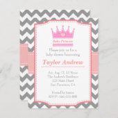 Invitation Baby shower Fille - Princesse Bébée à couronne ros (Devant / Derrière)