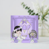 Invitation Baby shower fille Princesse Carriage Lavande (Debout devant)