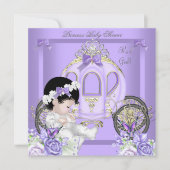 Invitation Baby shower fille Princesse Carriage Lavande (Devant)