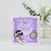 Invitation Baby shower fille Princesse Carriage Lavande 3 (Debout devant)