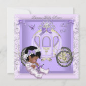 Invitation Baby shower fille Princesse Carriage Lavande 3 (Devant)