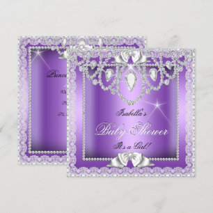 Invitation Baby Shower Fille Princesse Dentelle Violette Diam