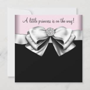 Invitation Baby Shower Fille Princesse Rose Noir