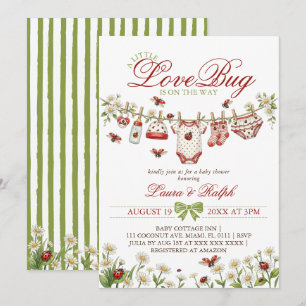 Invitation Baby Shower Fille Punaise d'Amour