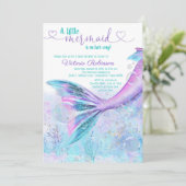 Invitation Baby Shower Fille Queue de Sirène (Debout devant)