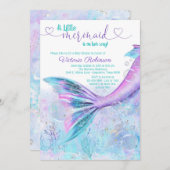 Invitation Baby Shower Fille Queue de Sirène (Devant / Derrière)