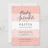 Invitation Baby Shower Fille Rayures Rose Confetti (Devant)