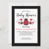 Invitation Baby shower fille Red Ladybug mignon (Devant)