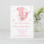 Invitation baby shower fille rose (Debout devant)