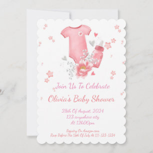 Invitation baby shower fille rose