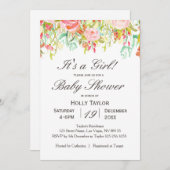 Invitation Baby shower Fille Rose (Devant / Derrière)