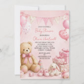 Invitation Baby Shower Fille Rose (Devant)