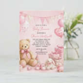 Invitation Baby Shower Fille Rose (Debout devant)