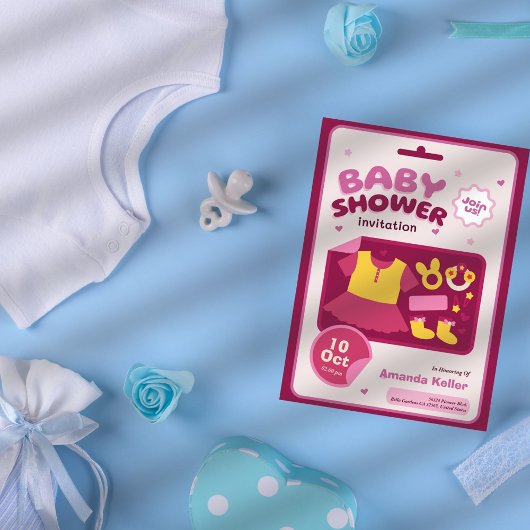 Invitation Baby shower fille rose