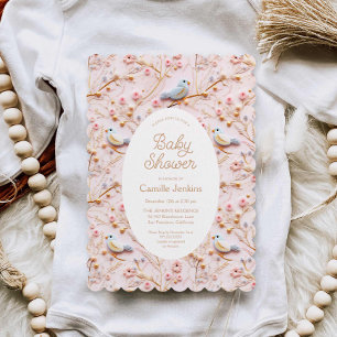 Invitation Baby shower Fille Rose