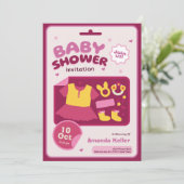 Invitation Baby shower fille rose (Debout devant)