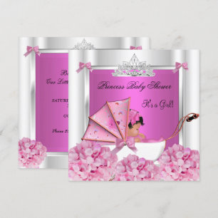 Invitation Baby Shower Fille Rose Afro-Américaine