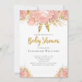 Invitation Baby shower Fille Rose Aquarelle Rose Blush (Devant)