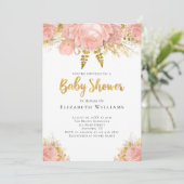 Invitation Baby shower Fille Rose Aquarelle Rose Blush (Debout devant)