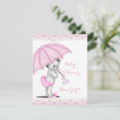 Invitation Baby shower fille rose arroser parapluie (Debout devant)