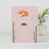 Invitation Baby shower fille rose bambou rouge Sleepy (Debout devant)