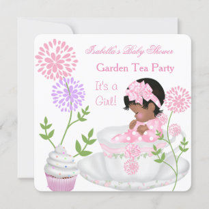 Invitation Baby Shower Fille Rose Bébé Jardin Thé Party 2